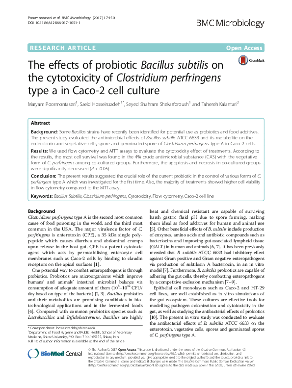 (PDF) The effects of probiotic Bacillus subtilis on the cytotoxicity of ...