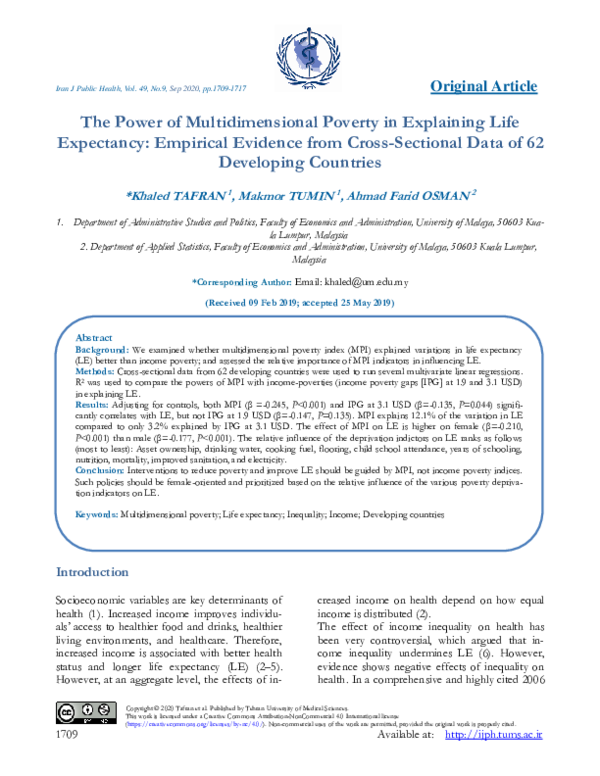 (PDF) The Power of Multidimensional Poverty in Explaining Life ...