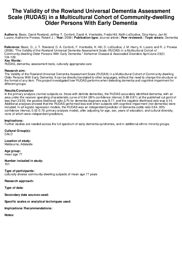 (PDF) The Validity of the Rowland Universal Dementia Assessment Scale ...