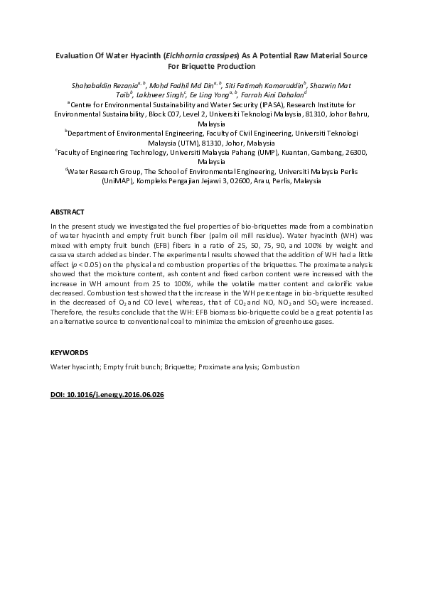 (PDF) Evaluation of water hyacinth (Eichhornia crassipes) as a ...