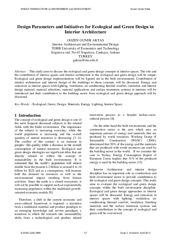 (PDF) Design Parameters and Initiatives for Ecological and Green Design ...