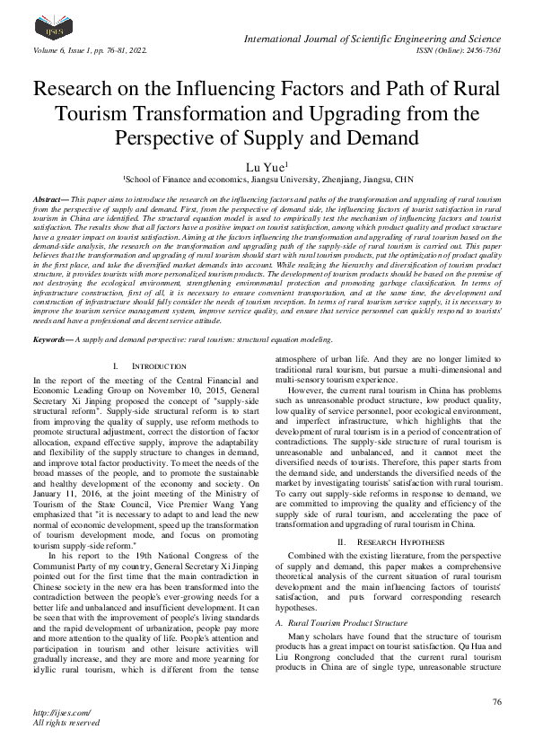 (PDF) Research on the Influencing Factors and Path of Rural Tourism ...