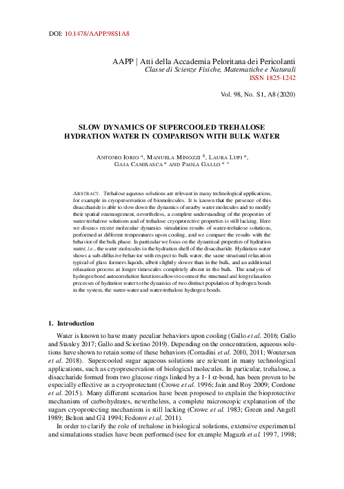 (PDF) Slow dynamics of supercooled trehalose hydration water in ...