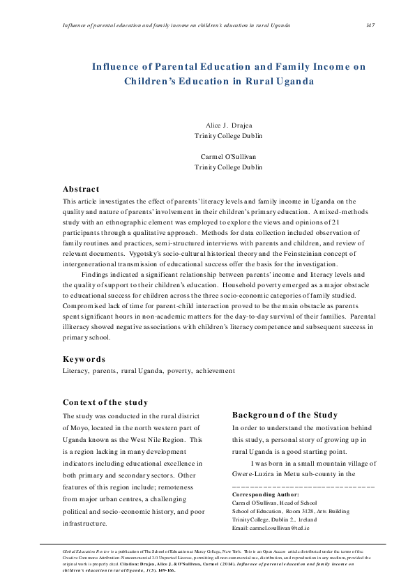(PDF) The Influence of Parental Education and Family Income on Children ...