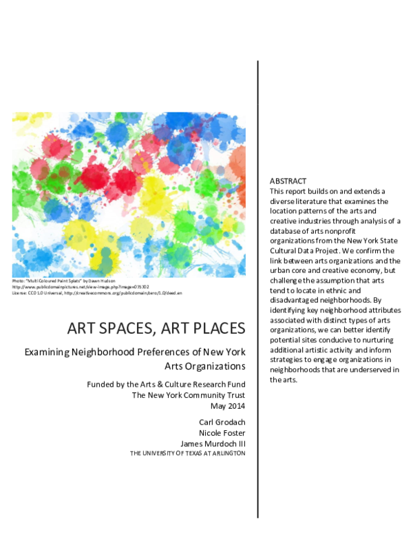 (PDF) Art Spaces, Art Places Examining Neighborhood Preferences of