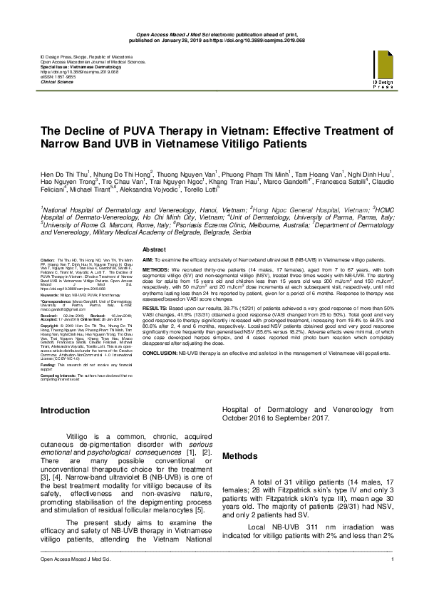 (PDF) The Decline of PUVA Therapy in Vietnam: Effective Treatment of ...