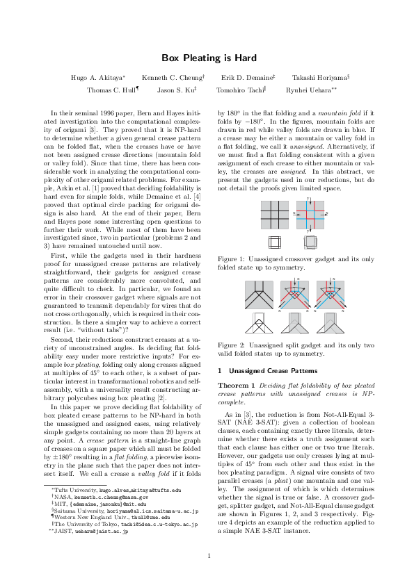 (PDF) Box Pleating is Hard