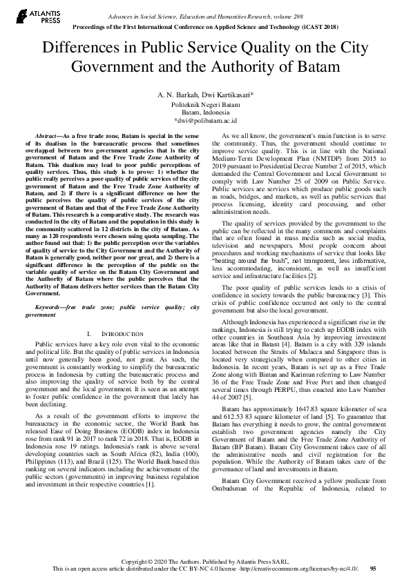 (PDF) Differences in Public Service Quality on the City Government and ...