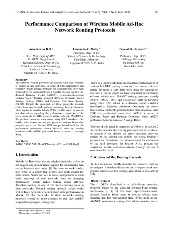 (PDF) Performance Comparison of Wireless Mobile Ad-Hoc Network Routing ...
