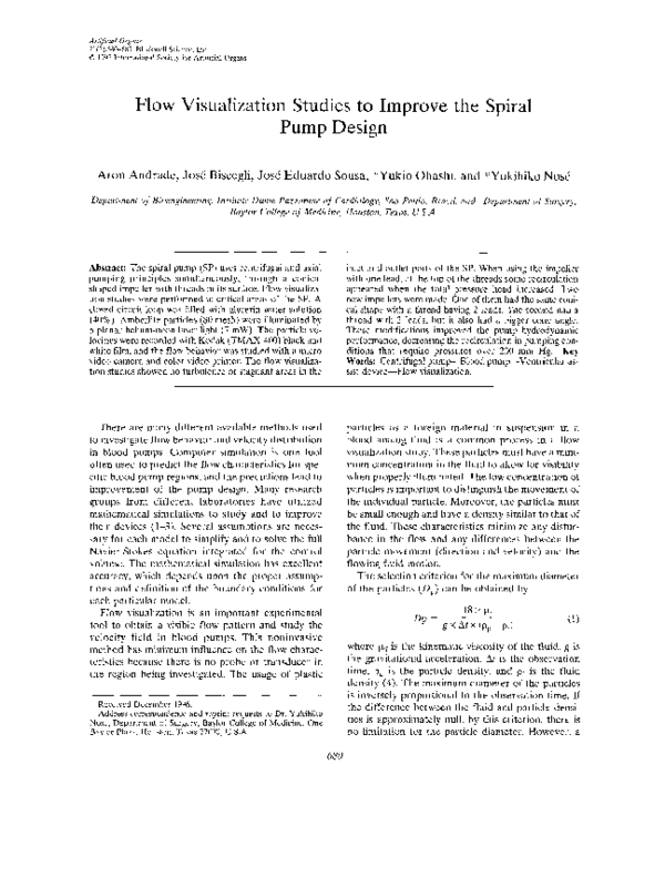 (PDF) Flow Visualization Studies to Improve the Spiral Pump Design