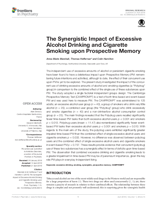(PDF) The Synergistic Impact of Excessive Alcohol Drinking and ...