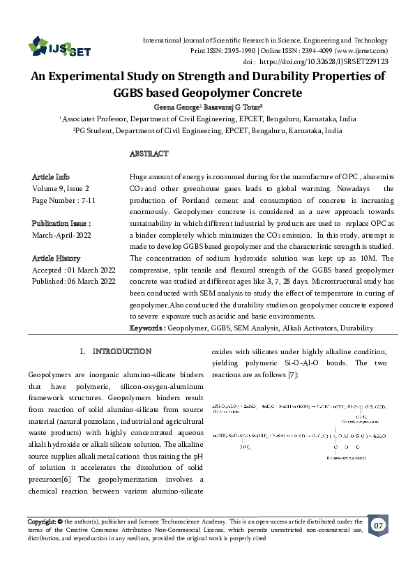 (PDF) An Experimental Study on Strength and Durability Properties of ...