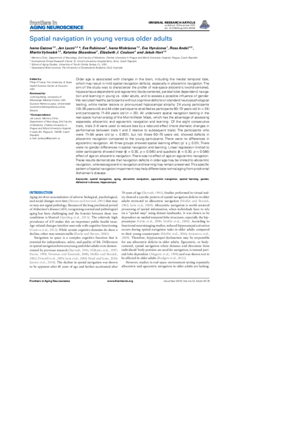 (PDF) Spatial navigation in young versus older adults
