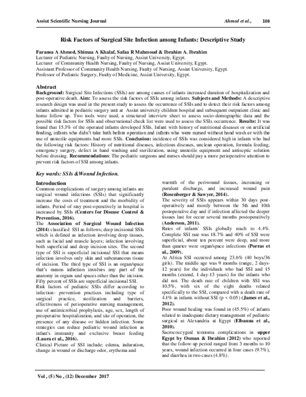 (PDF) Risk Factors of Surgical Site Infection among Infants ...