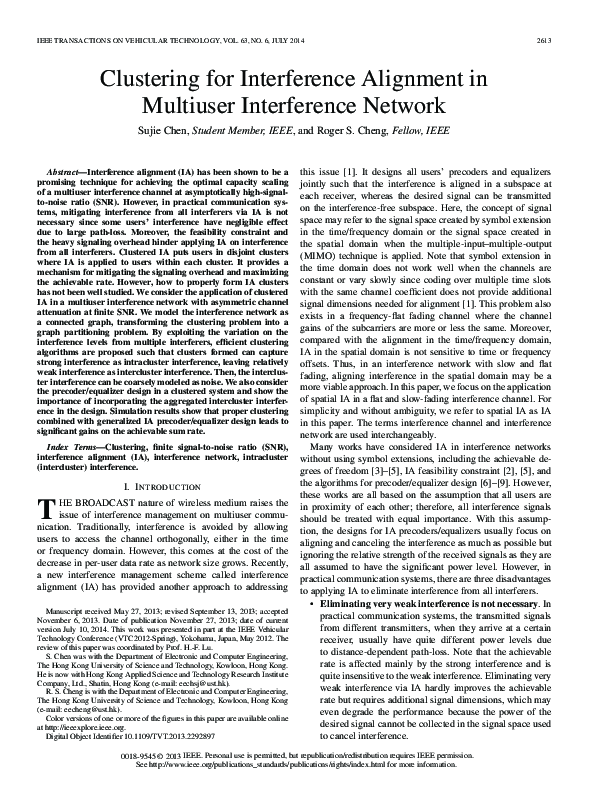 (PDF) Clustering for Interference Alignment in Multiuser Interference ...