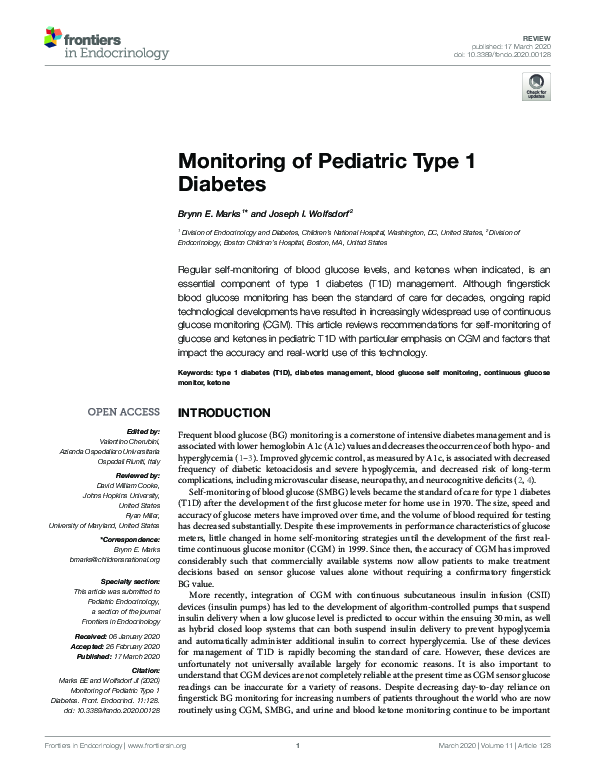 (PDF) Monitoring of Pediatric Type 1 Diabetes