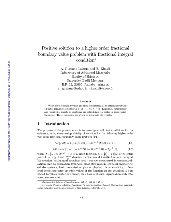 (PDF) Positive solution to a higher order fractional boundary value ...