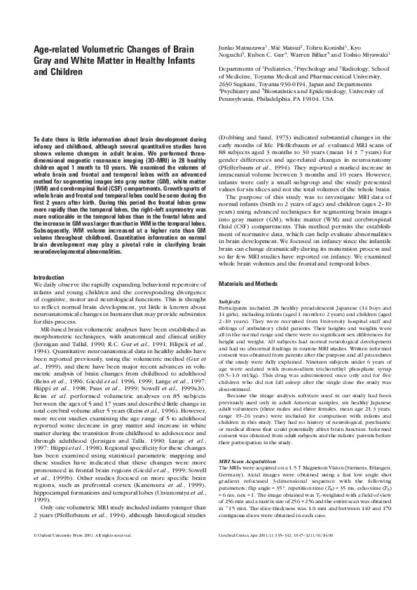 (PDF) Age-related Volumetric Changes of Brain Gray and White Matter in ...