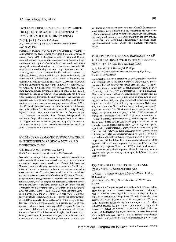 (PDF) Emotion recognition deficits and cognition in schizophrenia