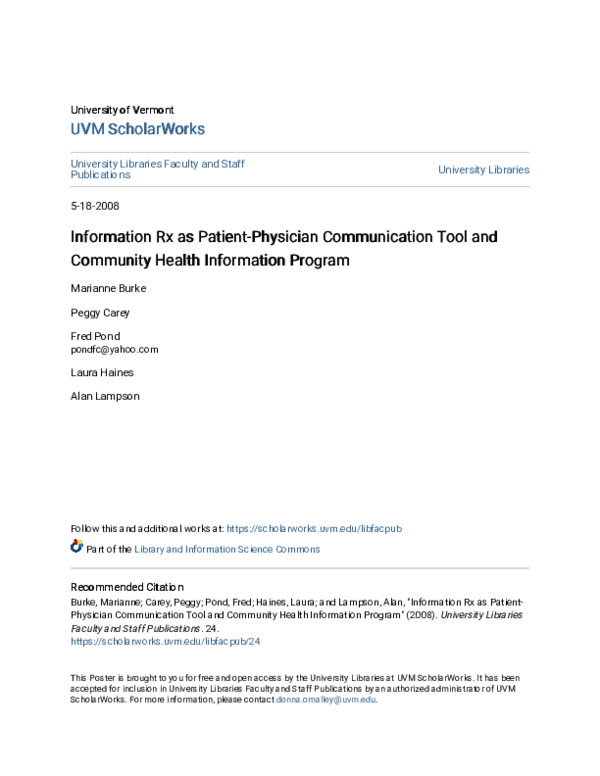 (PDF) Information Rx as Patient-Physician Communication Tool and ...