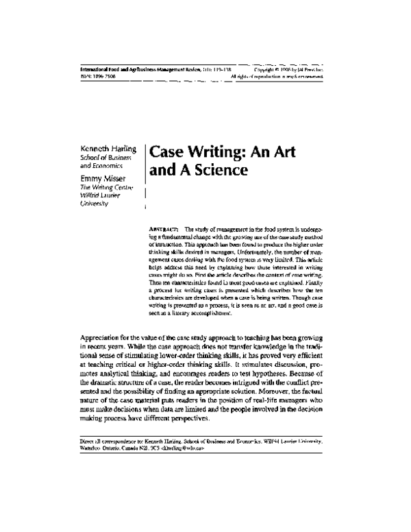 (PDF) Case writing: An art and A science