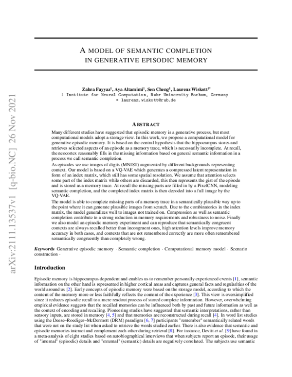 (PDF) A model of semantic completion in generative episodic memory