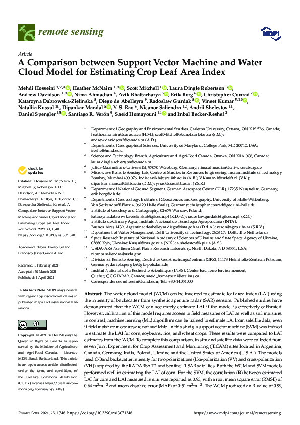 (PDF) A Comparison between Support Vector Machine and Water Cloud Model ...