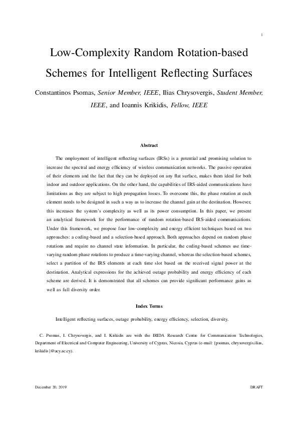 (PDF) Low-Complexity Random Rotation-Based Schemes for Intelligent ...