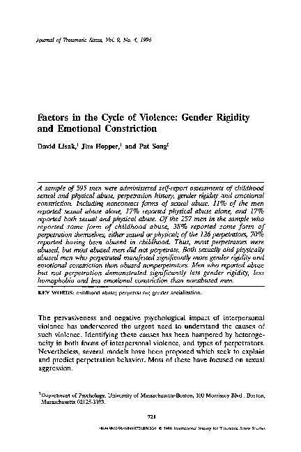 (PDF) Factors in the cycle of violence: Gender rigidity and emotional ...