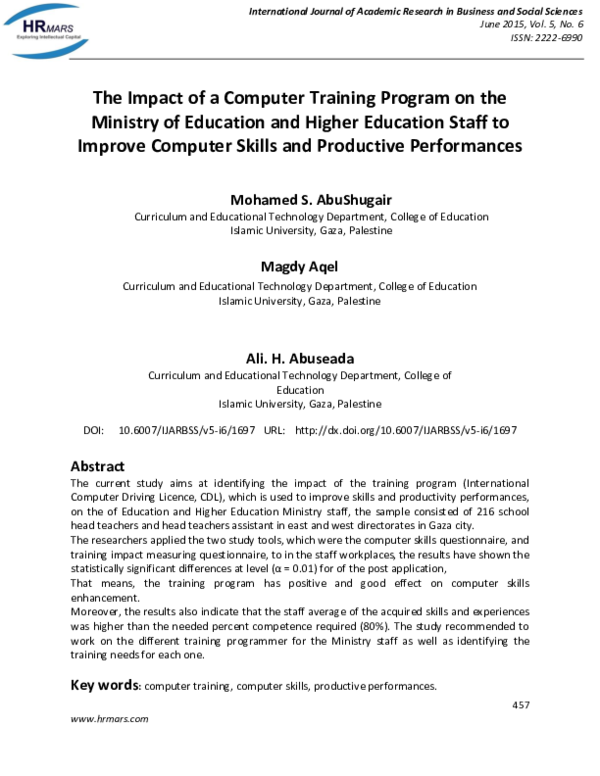 (PDF) The Impact of a Computer Training Program on the Ministry of ...