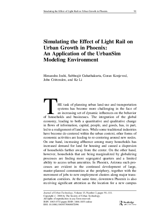 (PDF) Simulating the effect of light rail on urban growth in Phoenix ...