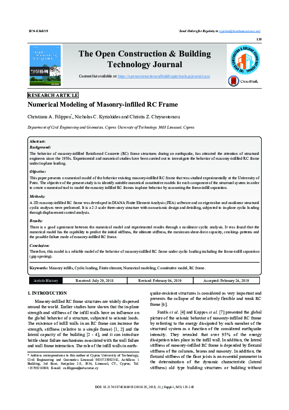 (PDF) Numerical Modeling of Masonry-infilled RC Frame