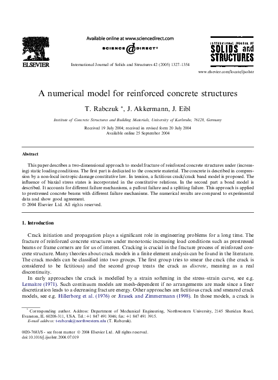 (PDF) A numerical model for reinforced concrete structures