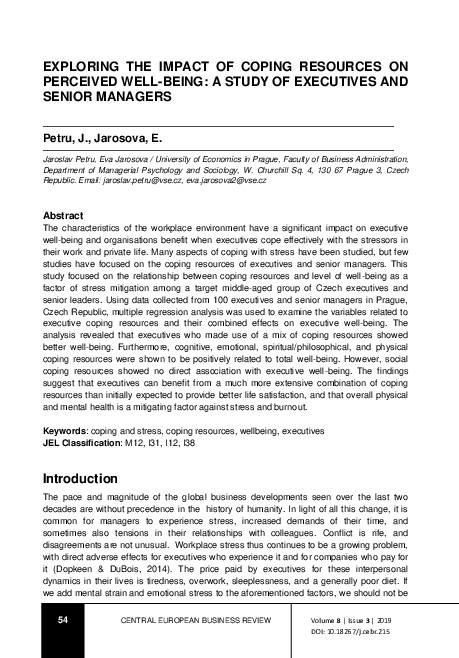 (PDF) Exploring the Impact of Coping Resources on Perceived Well-Being ...