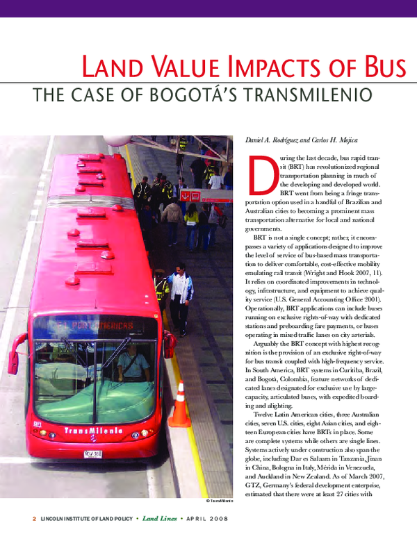 (PDF) Land Value Impacts of Bus Rapid Transit