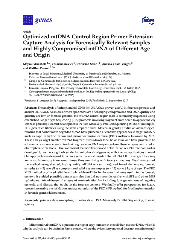 (PDF) Optimized mtDNA Control Region Primer Extension Capture Analysis ...