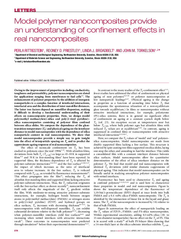 (PDF) Model polymer nanocomposites provide an understanding of ...