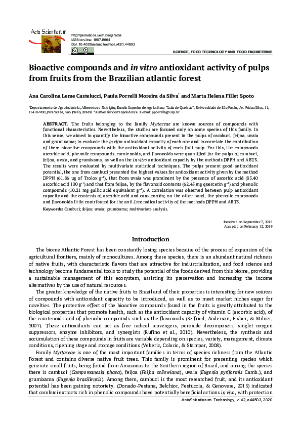 (PDF) Bioactive compounds and in vitro antioxidant activity of pulps ...