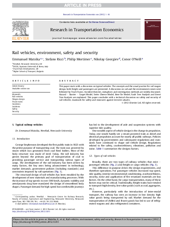 (PDF) Rail vehicles, environment, safety and security Emmanuel