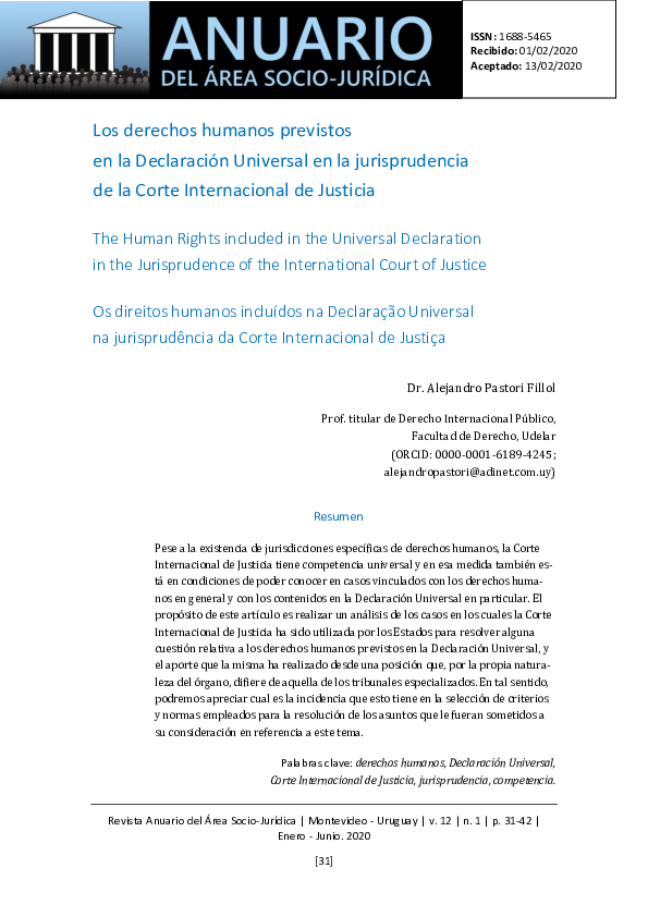 (PDF) Los derechos humanos previstos en la Declaración Universal en la