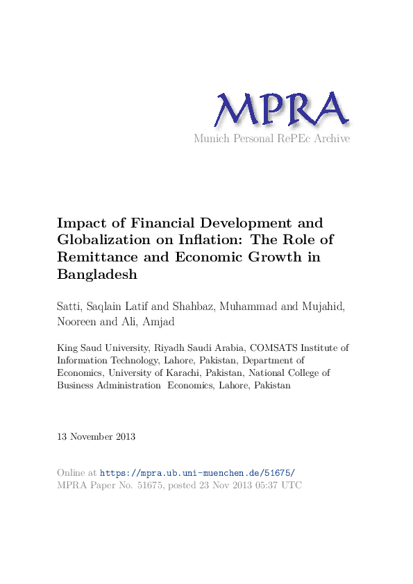 (PDF) Impact of Financial Development and Globalization on Inflation ...