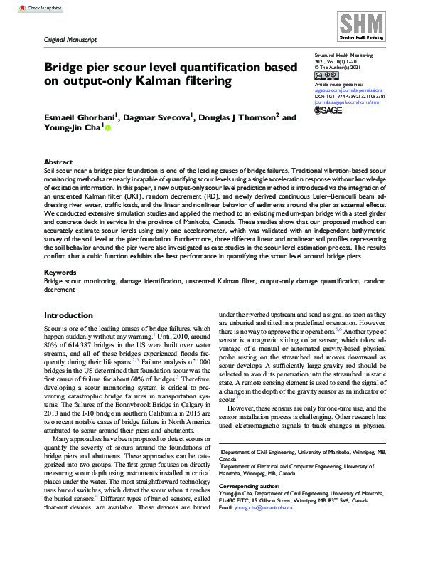 (PDF) Bridge pier scour level quantification based on output-only ...