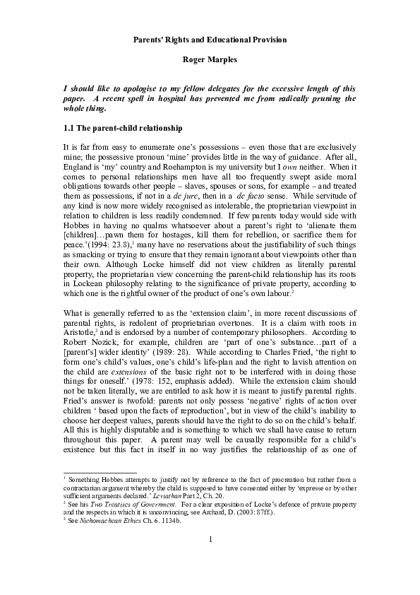 (PDF) Parents’ Rights and Educational Provision