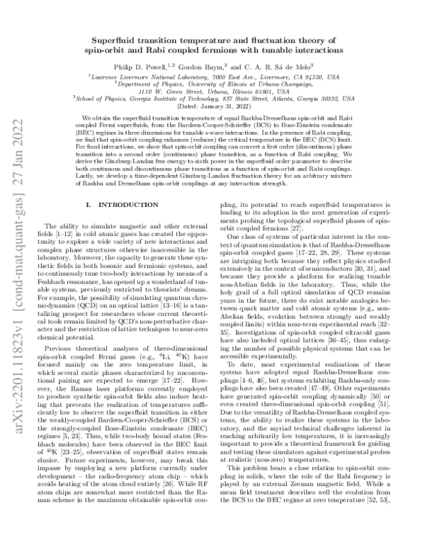 (PDF) Superfluid transition temperature and fluctuation theory of spin ...