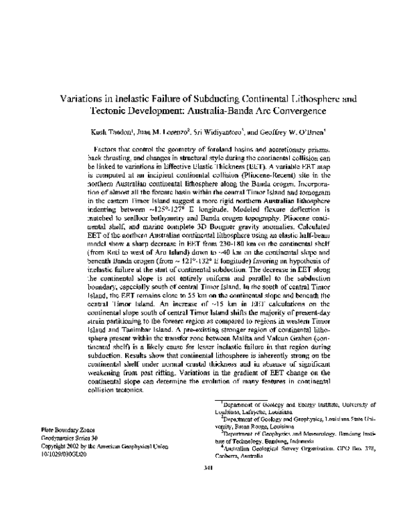 (PDF) Variations in Inelastic Failure of Subducting Continental ...