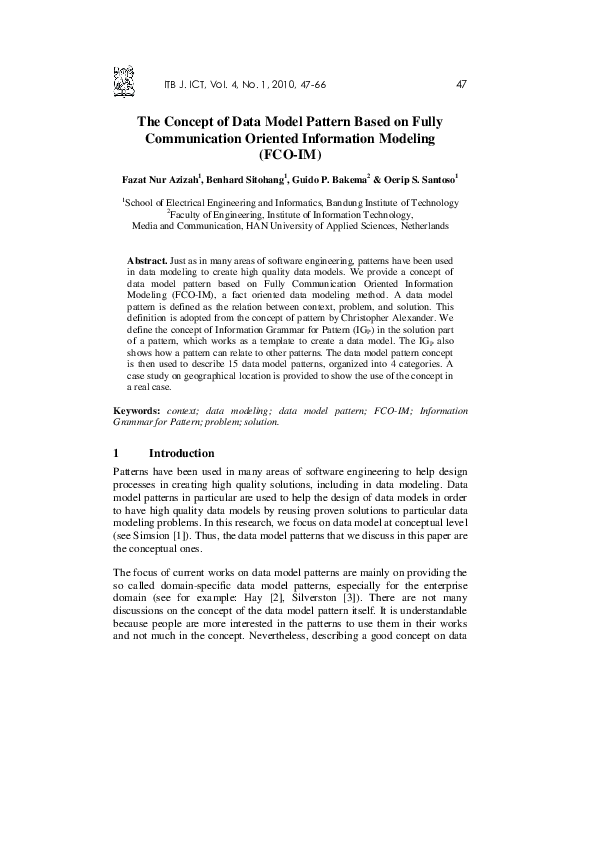 (PDF) The Concept of Data Model Pattern Based on Fully Communication ...
