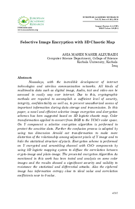 (PDF) Selective Image Encryption with 3D Chaotic Map