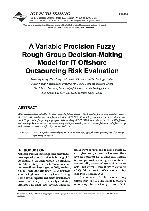 (PDF) A Variable Precision Fuzzy Rough Group Decision-Making Model for ...