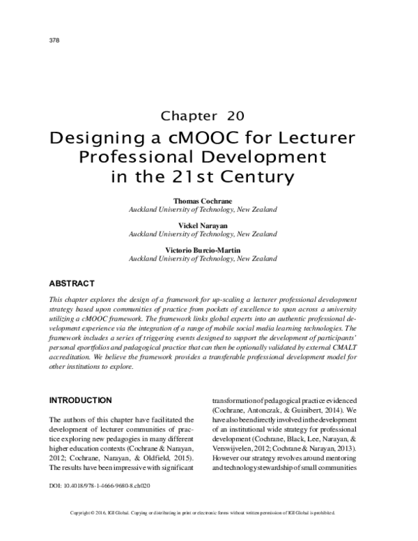 (PDF) Designing a cMOOC for Lecturer Professional Development in the ...