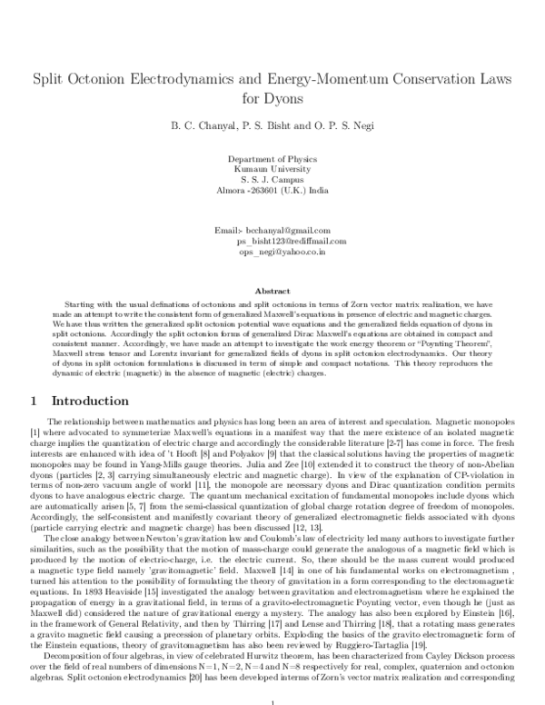 (PDF) Split Octonion Electrodynamics and Energy-Momentum Conservation ...